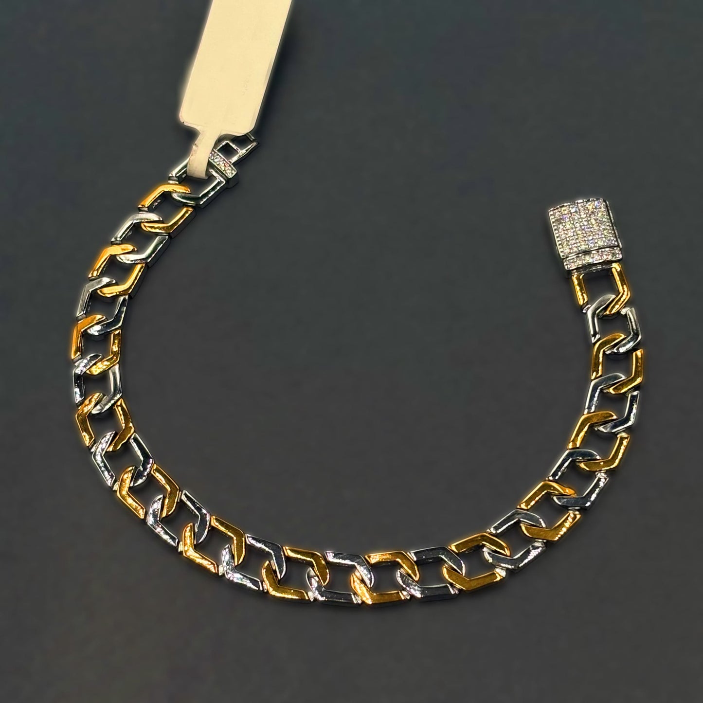 ✨ Regal Link Prestige Bracelet – Italian 92.5 Sterling Silver | Gold Rhodium Finish