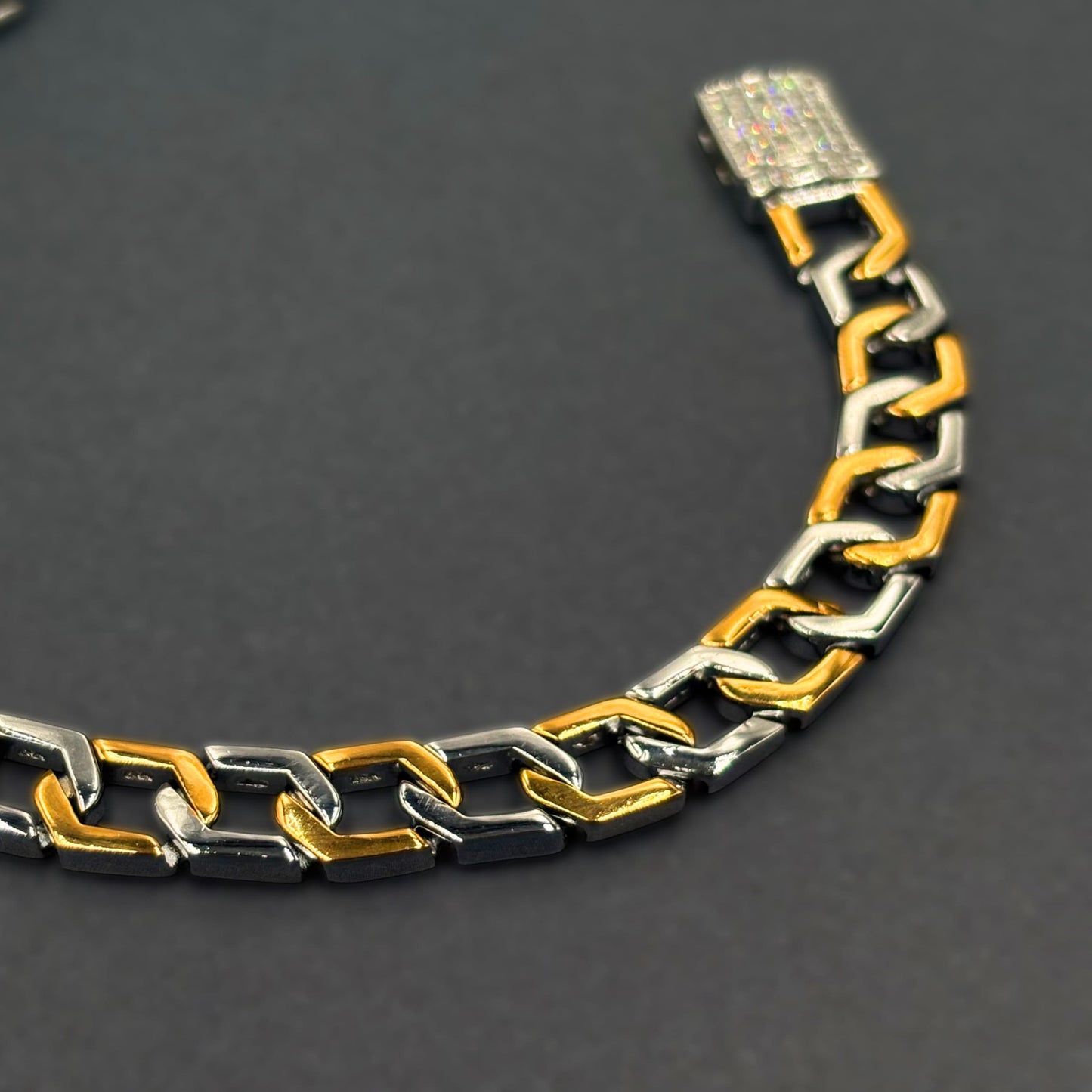 ✨ Regal Link Prestige Bracelet – Italian 92.5 Sterling Silver | Gold Rhodium Finish