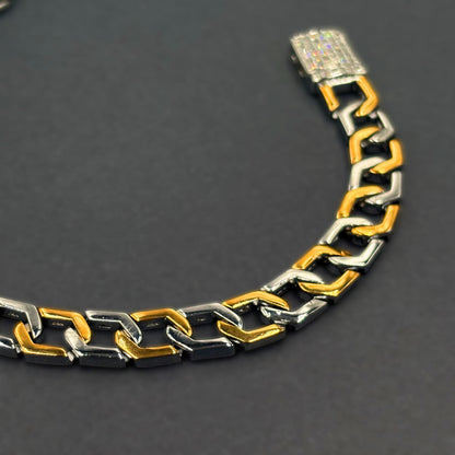 ✨ Regal Link Prestige Bracelet – Italian 92.5 Sterling Silver | Gold Rhodium Finish