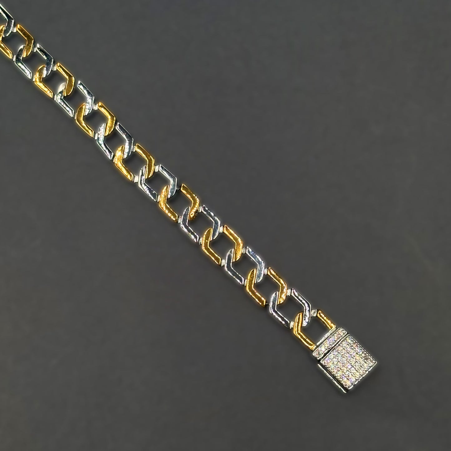 ✨ Regal Link Prestige Bracelet – Italian 92.5 Sterling Silver | Gold Rhodium Finish