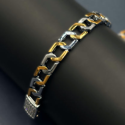 ✨ Regal Link Prestige Bracelet – Italian 92.5 Sterling Silver | Gold Rhodium Finish