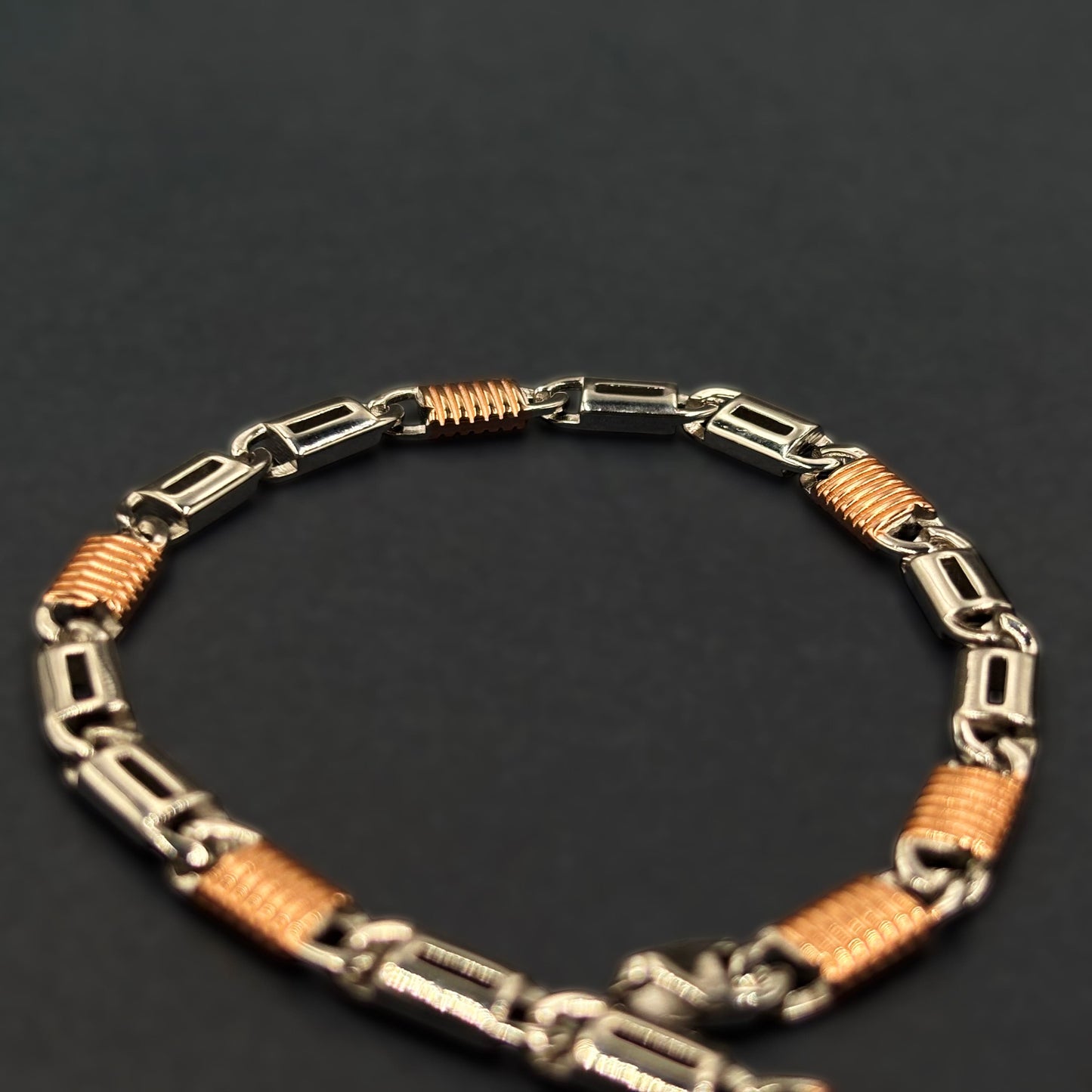 ✨ Aurora Dual-Tone Luxe Bracelet – Italian 92.5 Sterling Silver | Rose Gold Rhodium Finish