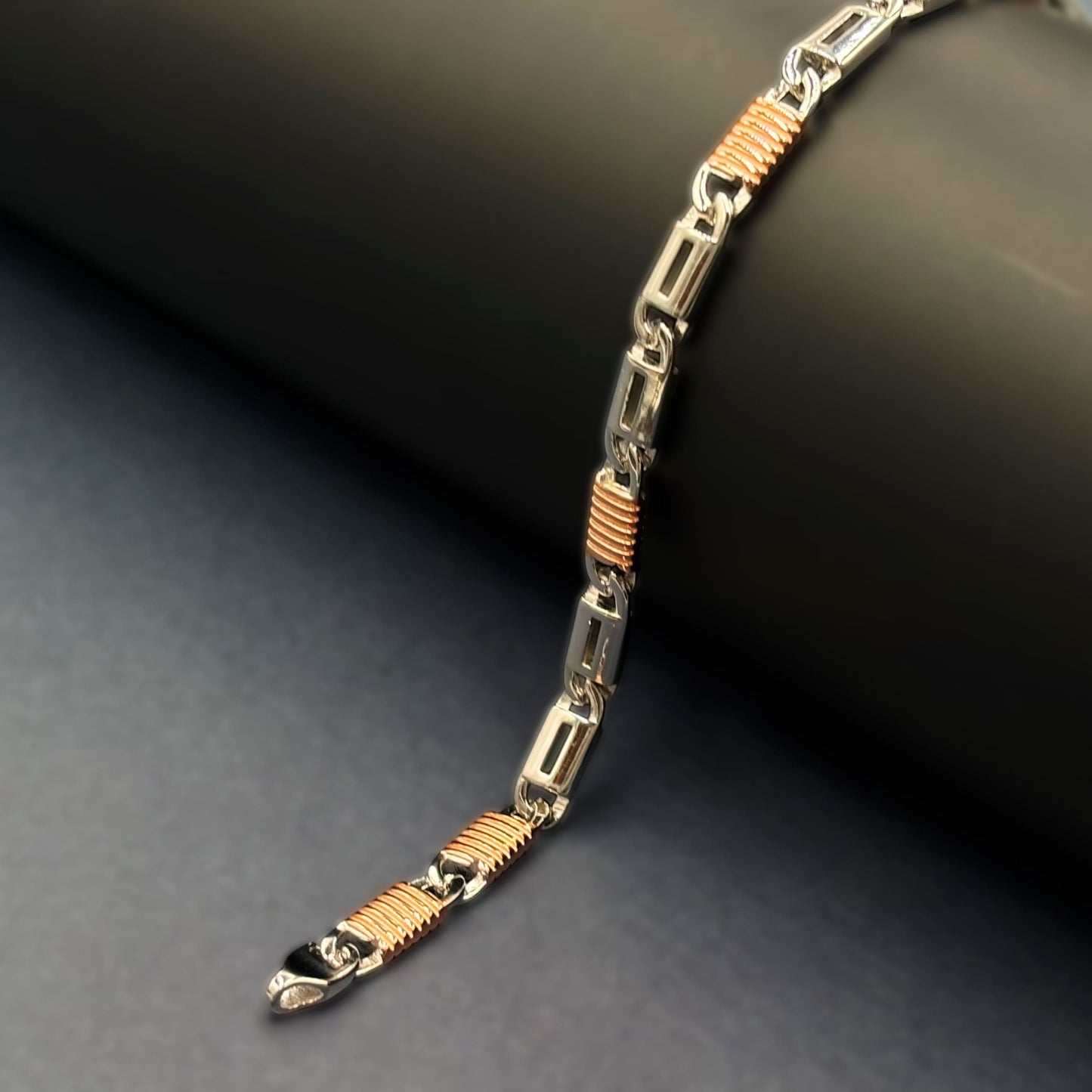 ✨ Aurora Dual-Tone Luxe Bracelet – Italian 92.5 Sterling Silver | Rose Gold Rhodium Finish