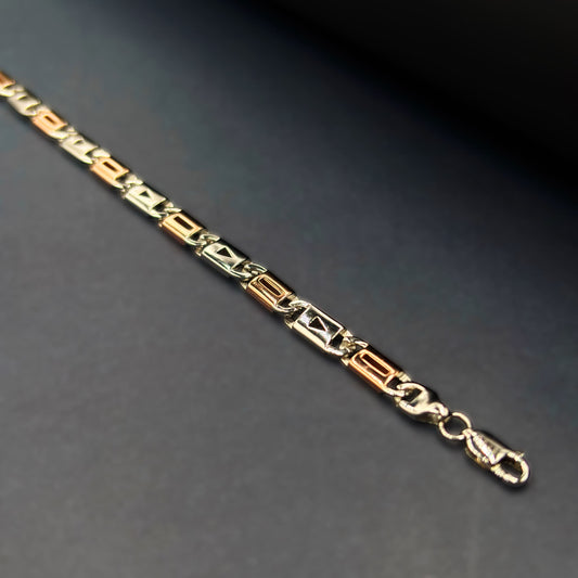 ✨ Celeste Dual-Tone Signature Bracelet – Italian 92.5 Sterling Silver | Rose Gold Rhodium Finish