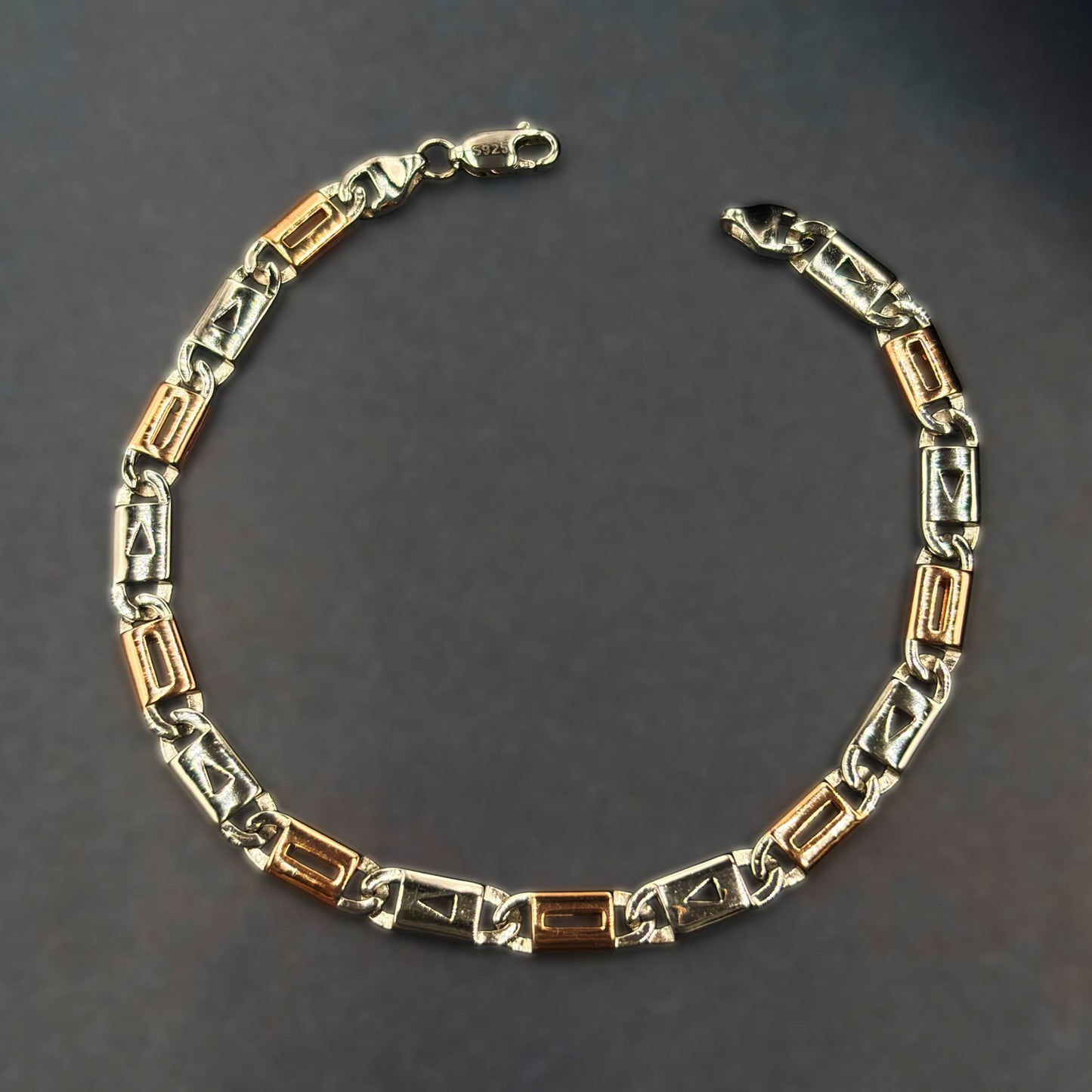 ✨ Celeste Dual-Tone Signature Bracelet – Italian 92.5 Sterling Silver | Rose Gold Rhodium Finish