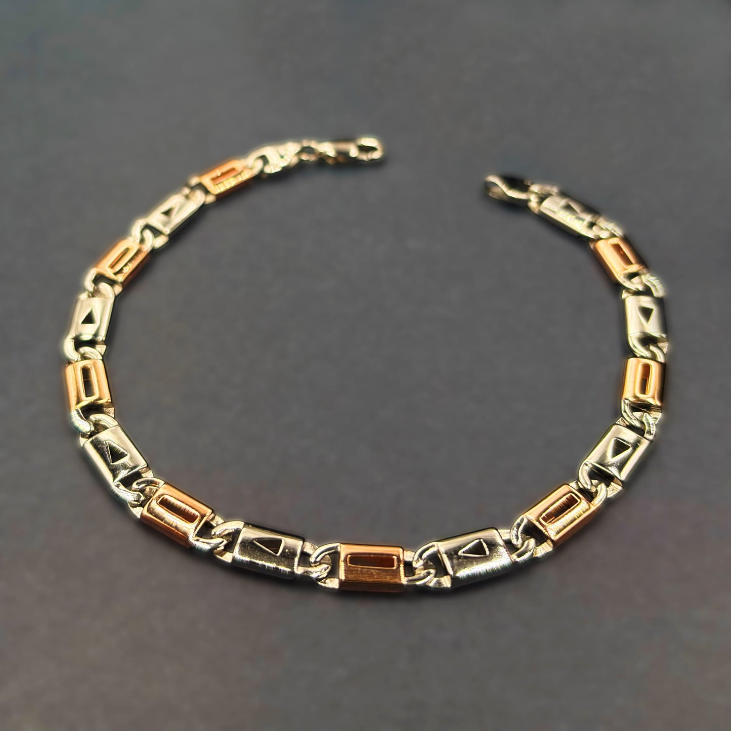 ✨ Celeste Dual-Tone Signature Bracelet – Italian 92.5 Sterling Silver | Rose Gold Rhodium Finish