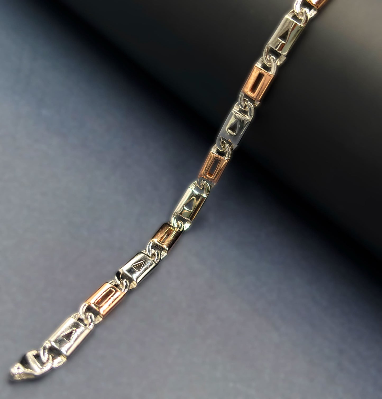 ✨ Celeste Dual-Tone Signature Bracelet – Italian 92.5 Sterling Silver | Rose Gold Rhodium Finish