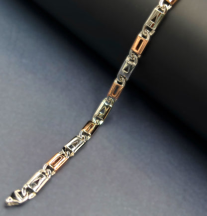 ✨ Celeste Dual-Tone Signature Bracelet – Italian 92.5 Sterling Silver | Rose Gold Rhodium Finish