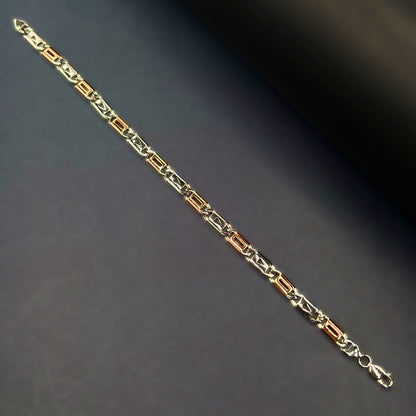 ✨ Celeste Dual-Tone Signature Bracelet – Italian 92.5 Sterling Silver | Rose Gold Rhodium Finish