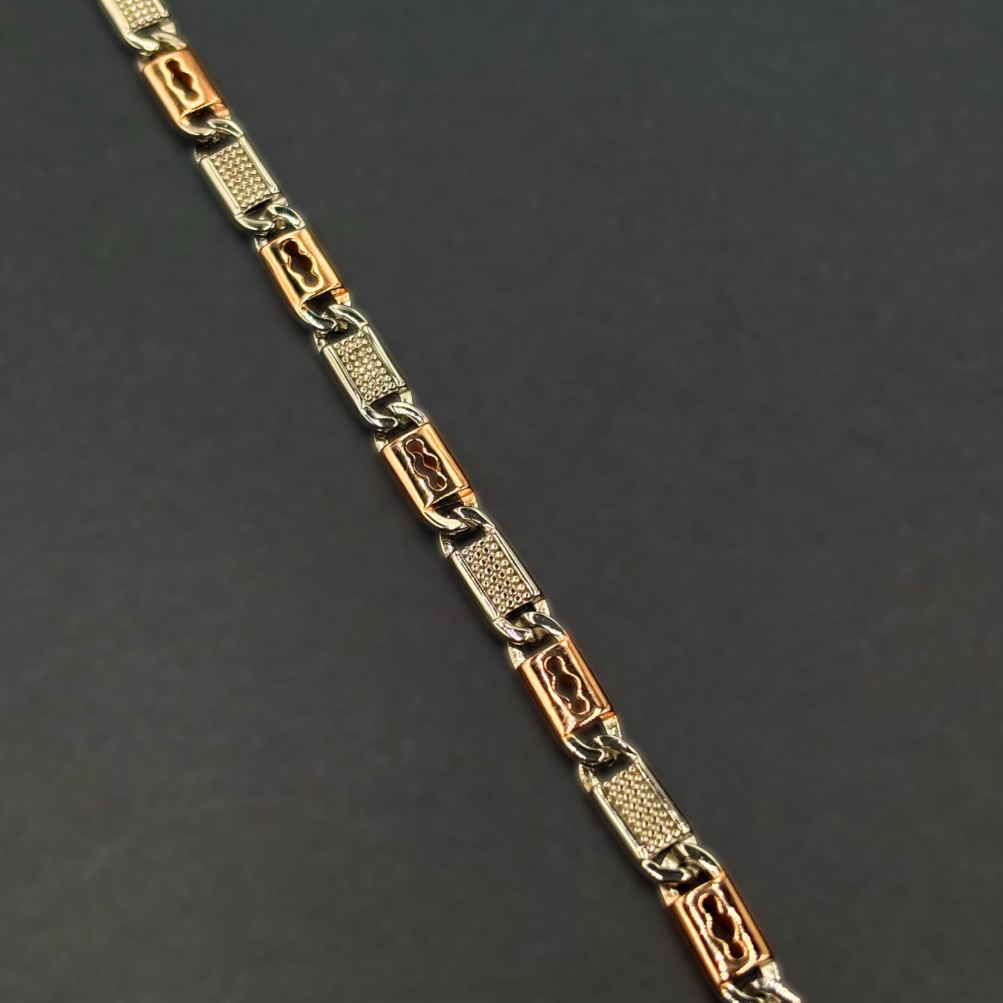 ✨ Orion Textured Dual-Tone Bracelet – Italian 92.5 Sterling Silver | Rose Gold Rhodium Finish