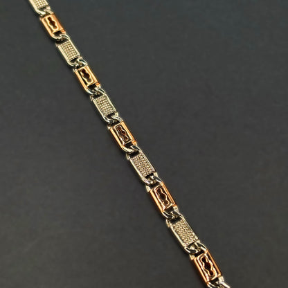 ✨ Orion Textured Dual-Tone Bracelet – Italian 92.5 Sterling Silver | Rose Gold Rhodium Finish