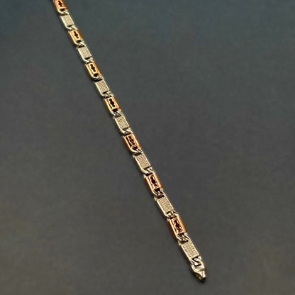 ✨ Orion Textured Dual-Tone Bracelet – Italian 92.5 Sterling Silver | Rose Gold Rhodium Finish