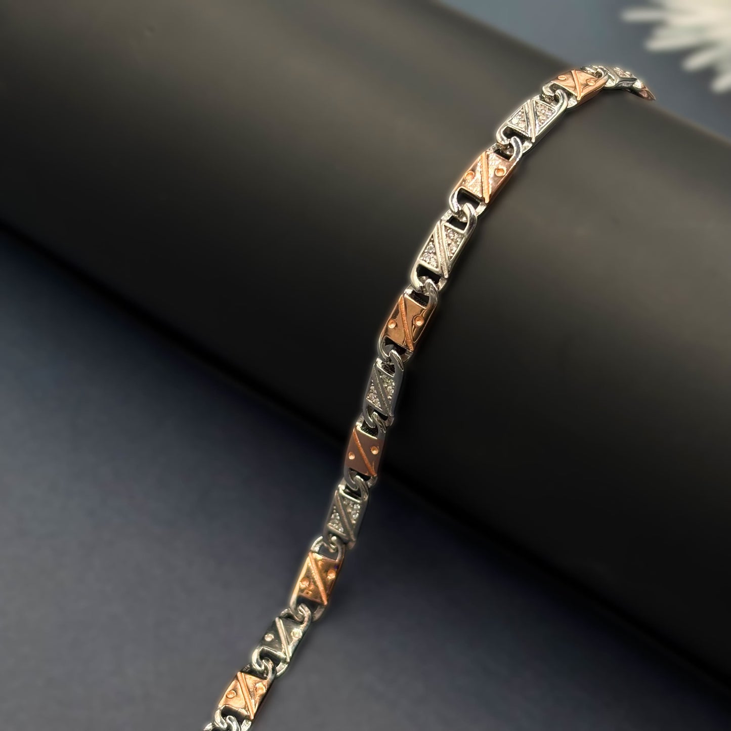 ✨ Triad Luxe CZ Bracelet – Italian 92.5 Sterling Silver | Rose Gold Rhodium Finish