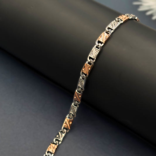 ✨ Triad Luxe CZ Bracelet – Italian 92.5 Sterling Silver | Rose Gold Rhodium Finish