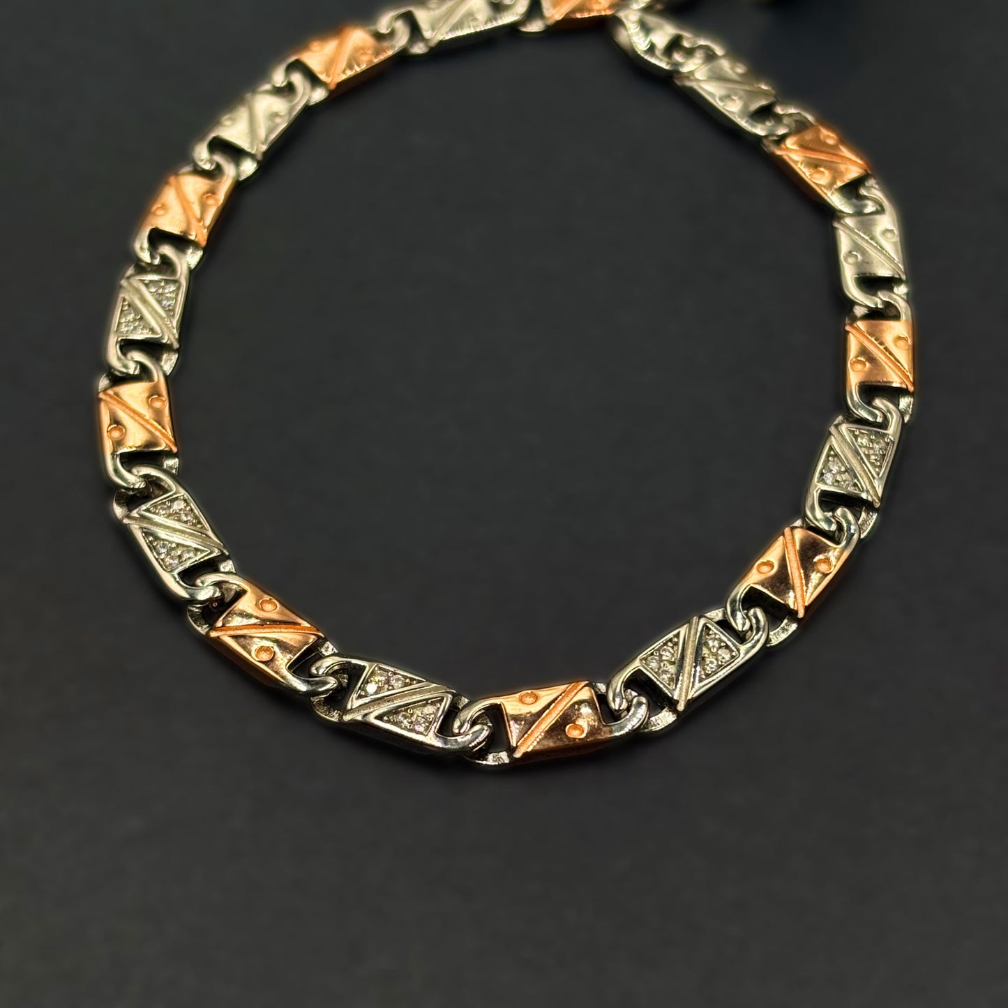 ✨ Triad Luxe CZ Bracelet – Italian 92.5 Sterling Silver | Rose Gold Rhodium Finish