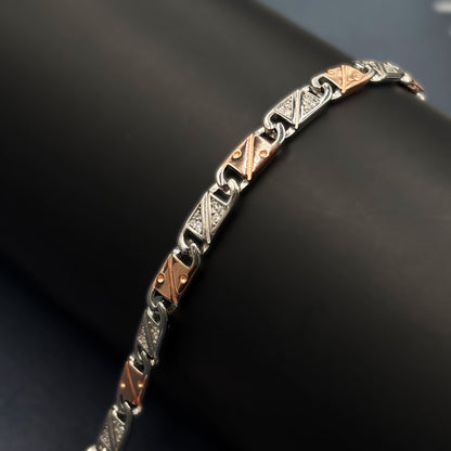 ✨ Triad Luxe CZ Bracelet – Italian 92.5 Sterling Silver | Rose Gold Rhodium Finish