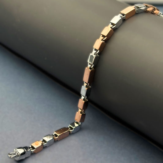 ✨ Urban Link Premium Men’s Bracelet – Italian 92.5 Sterling Silver | Rose Gold Rhodium Finish