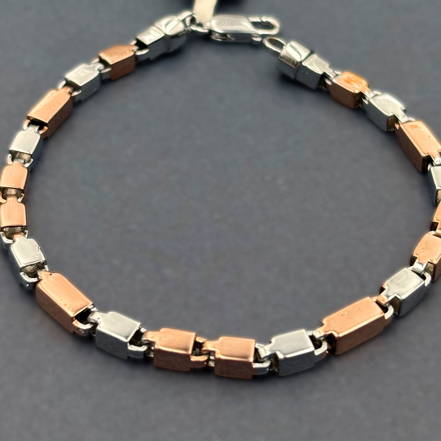 ✨ Urban Link Premium Men’s Bracelet – Italian 92.5 Sterling Silver | Rose Gold Rhodium Finish