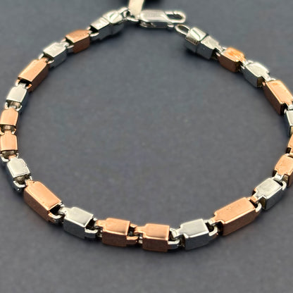 ✨ Urban Link Premium Men’s Bracelet – Italian 92.5 Sterling Silver | Rose Gold Rhodium Finish