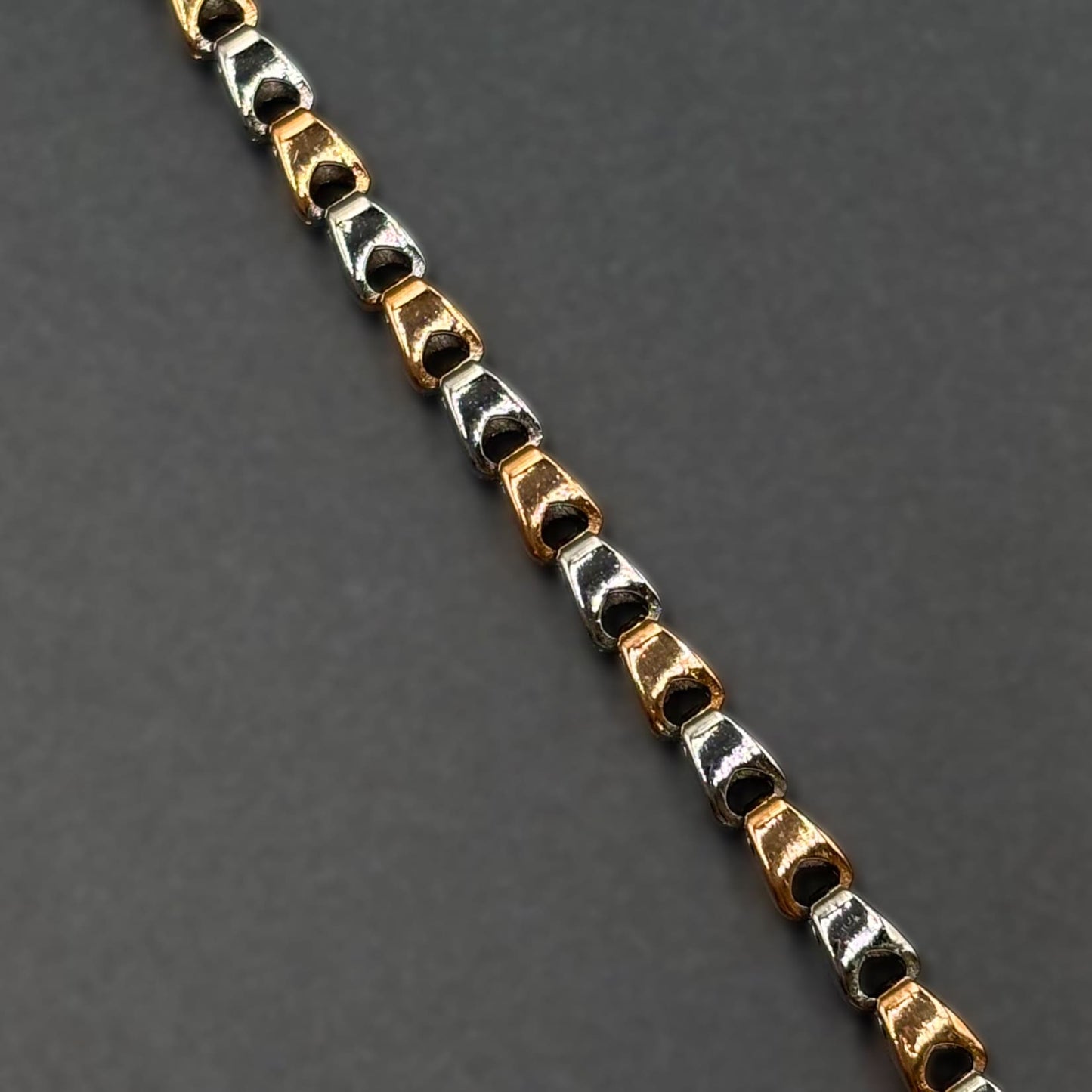 ✨ Dual Tone Curve Link Premium Men’s Bracelet – Italian 92.5 Sterling Silver | Rose Gold Rhodium Finish