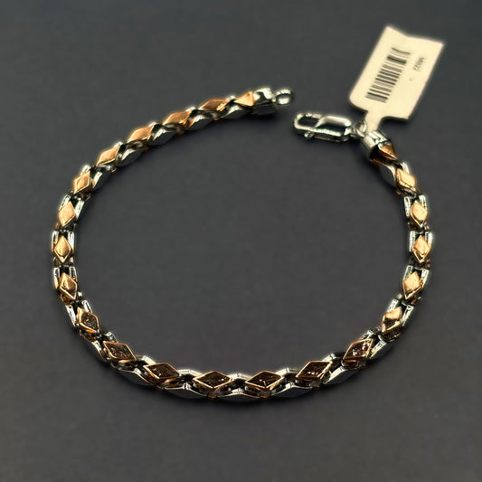 ✨ Rose Gold Diamond-Cut Link Premium Men’s Bracelet – Italian 92.5 Sterling Silver | Rose Gold Rhodium Finish