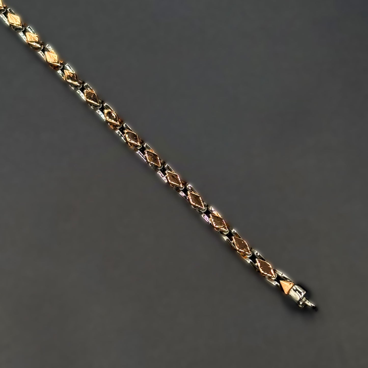 ✨ Rose Gold Diamond-Cut Link Premium Men’s Bracelet – Italian 92.5 Sterling Silver | Rose Gold Rhodium Finish