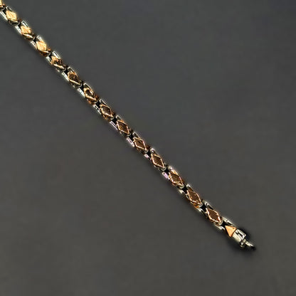 ✨ Rose Gold Diamond-Cut Link Premium Men’s Bracelet – Italian 92.5 Sterling Silver | Rose Gold Rhodium Finish