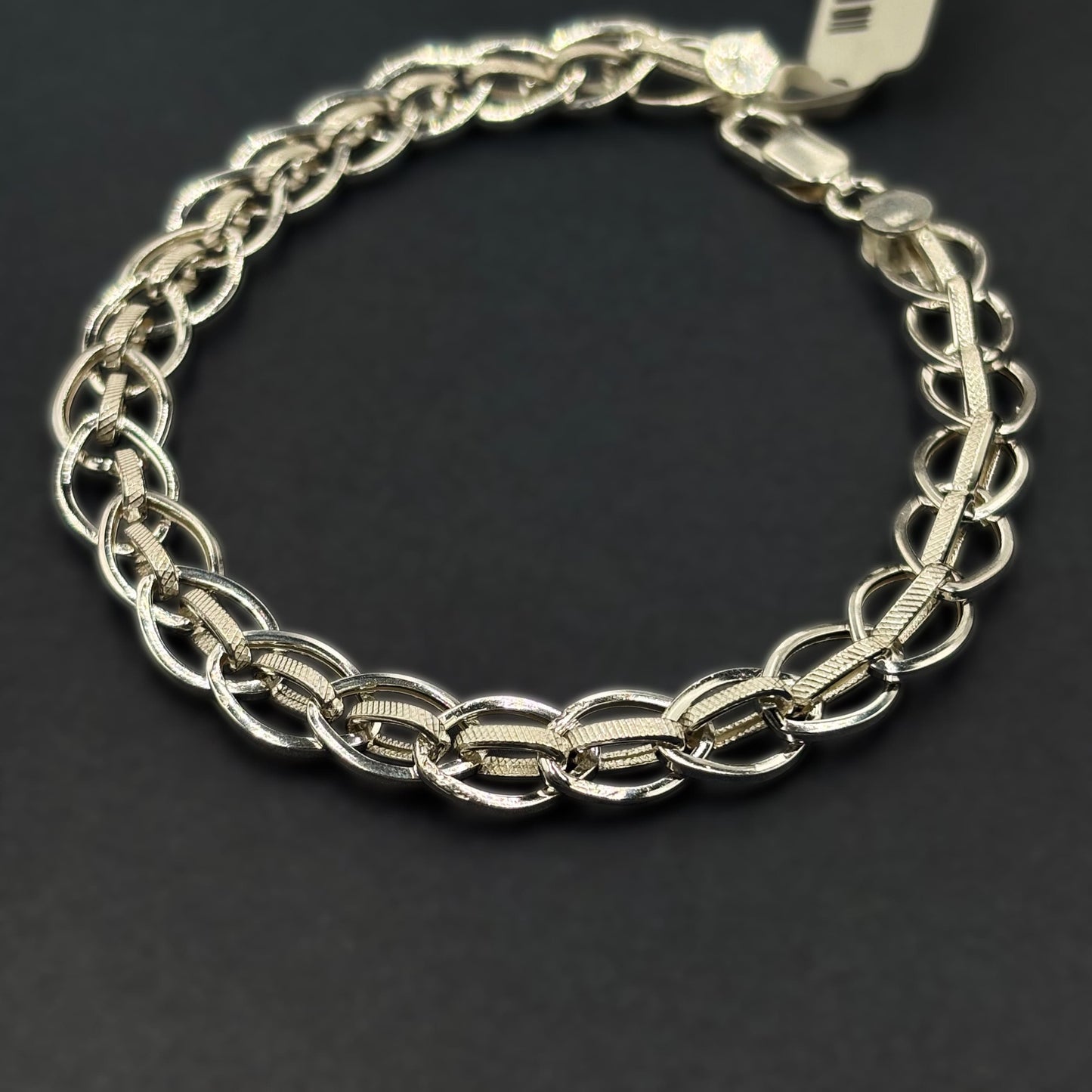 ✨ Textured Oval Link Premium Men’s Bracelet – Hollow Design | Italian 92.5 Sterling Silver