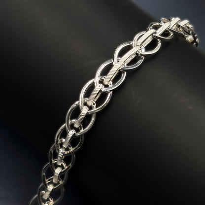 ✨ Textured Oval Link Premium Men’s Bracelet – Hollow Design | Italian 92.5 Sterling Silver