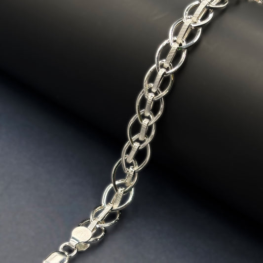 ✨ Textured Oval Link Premium Men’s Bracelet – Hollow Design | Italian 92.5 Sterling Silver