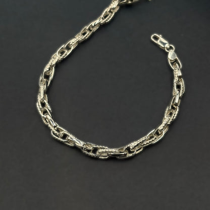 ✨ Textured Designer Link Premium Men’s Bracelet – Hollow Style | Italian 92.5 Sterling Silver