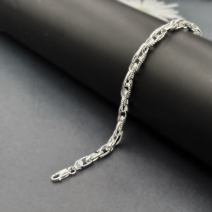 ✨ Textured Designer Link Premium Men’s Bracelet – Hollow Style | Italian 92.5 Sterling Silver