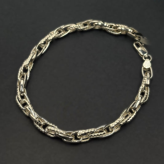 ✨ Textured Designer Link Premium Men’s Bracelet – Hollow Style | Italian 92.5 Sterling Silver