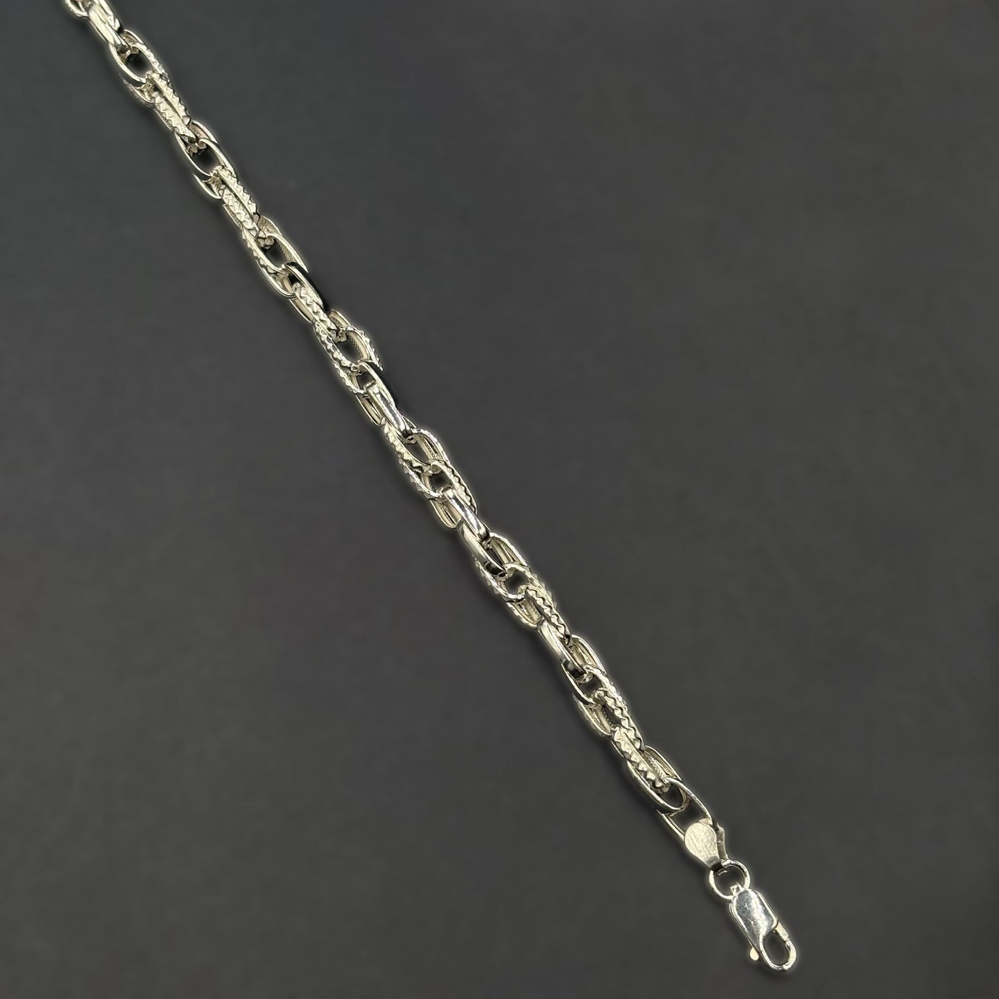 ✨ Textured Designer Link Premium Men’s Bracelet – Hollow Style | Italian 92.5 Sterling Silver
