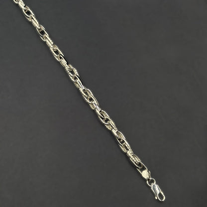 ✨ Textured Designer Link Premium Men’s Bracelet – Hollow Style | Italian 92.5 Sterling Silver