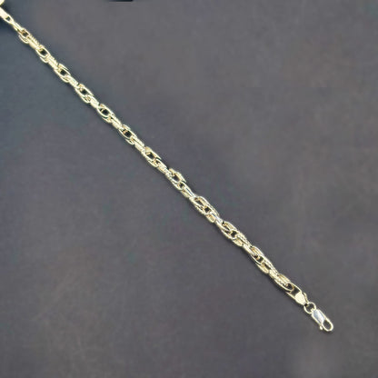 ✨ Textured Designer Link Premium Men’s Bracelet – Hollow Style | Italian 92.5 Sterling Silver
