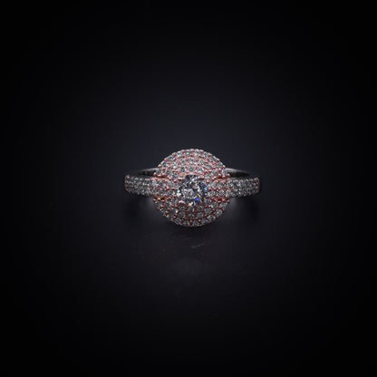 Regal Radiance Halo Ring – Italian 92.5 Silver