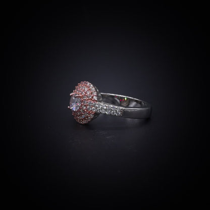 Regal Radiance Halo Ring – Italian 92.5 Silver