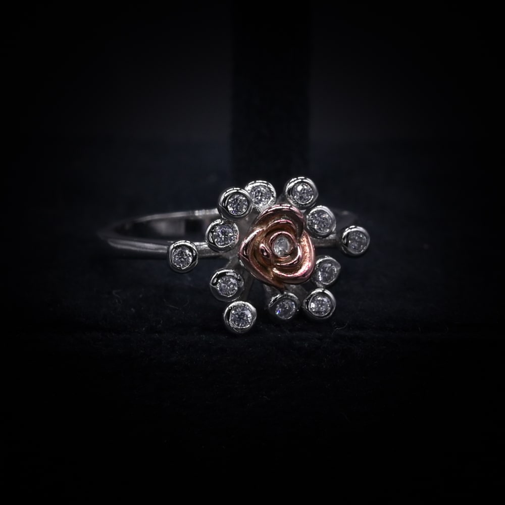 Radiant Bloom Rose Halo Ring – Italian 92.5 Silver Luxury Edition