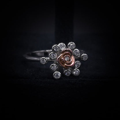 Radiant Bloom Rose Halo Ring – Italian 92.5 Silver Luxury Edition