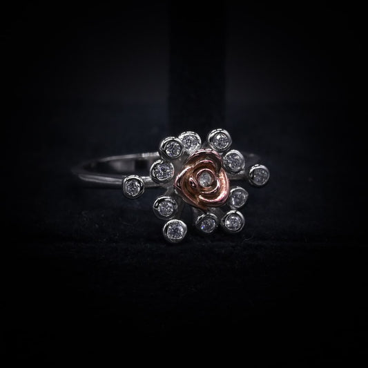 Radiant Bloom Rose Halo Ring – Italian 92.5 Silver Luxury Edition