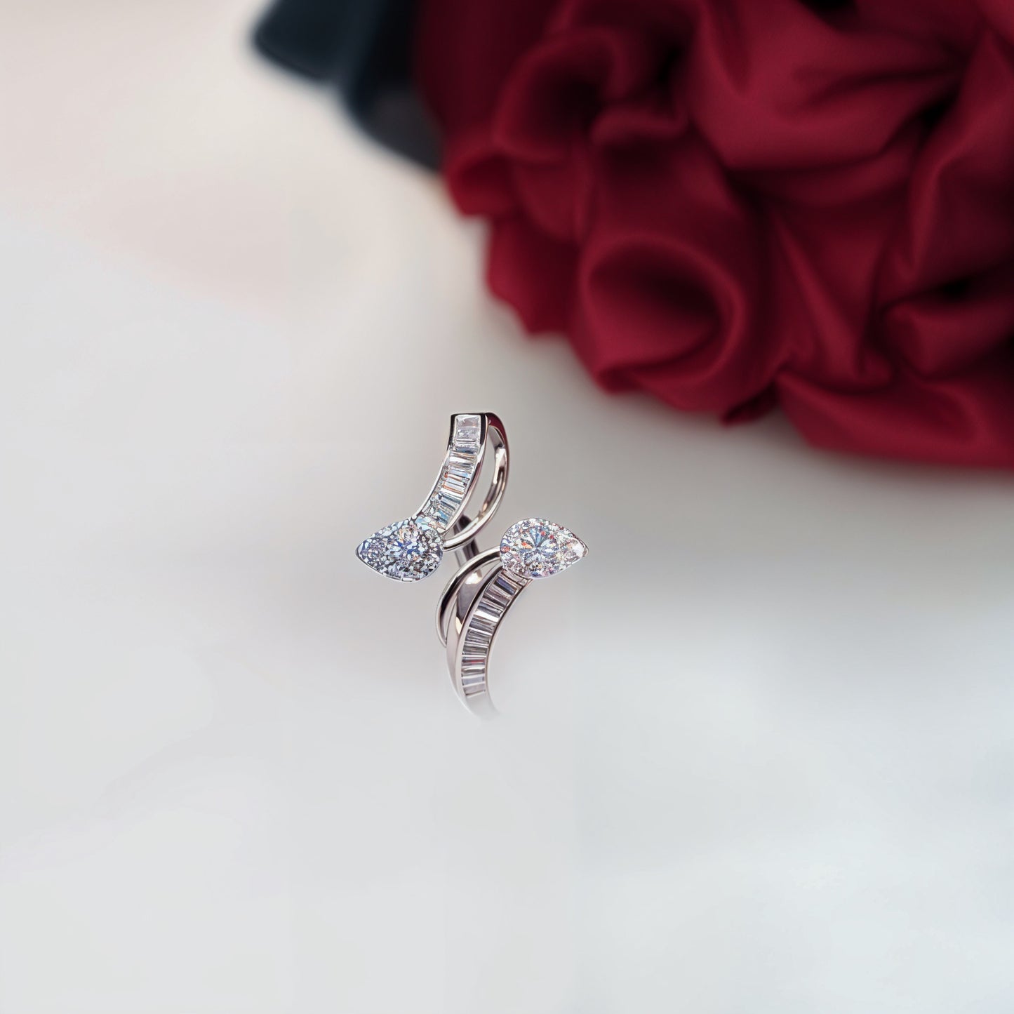 “Royal Teardrop Baguette CZ Adjustable Ring – Italian 92.5 Silver Grandeur”