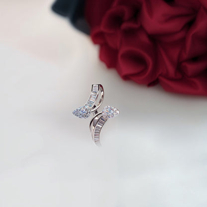 “Royal Teardrop Baguette CZ Adjustable Ring – Italian 92.5 Silver Grandeur”