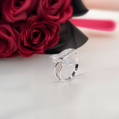 “Royal Teardrop Baguette CZ Adjustable Ring – Italian 92.5 Silver Grandeur”