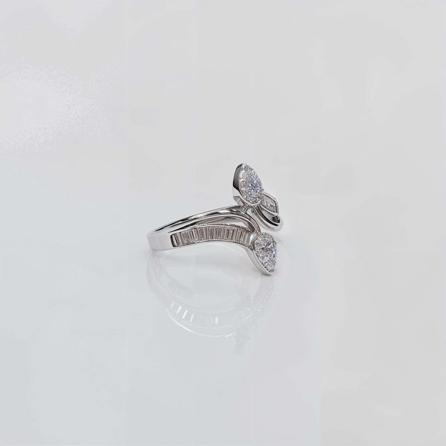 “Royal Teardrop Baguette CZ Adjustable Ring – Italian 92.5 Silver Grandeur”