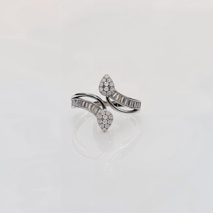 “Royal Teardrop Baguette CZ Adjustable Ring – Italian 92.5 Silver Grandeur”