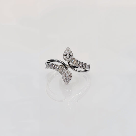 “Royal Teardrop Baguette CZ Adjustable Ring – Italian 92.5 Silver Grandeur”