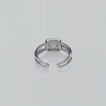 “Imperial Cushion Halo Adjustable Ring – Italian 92.5 Silver Brilliance”