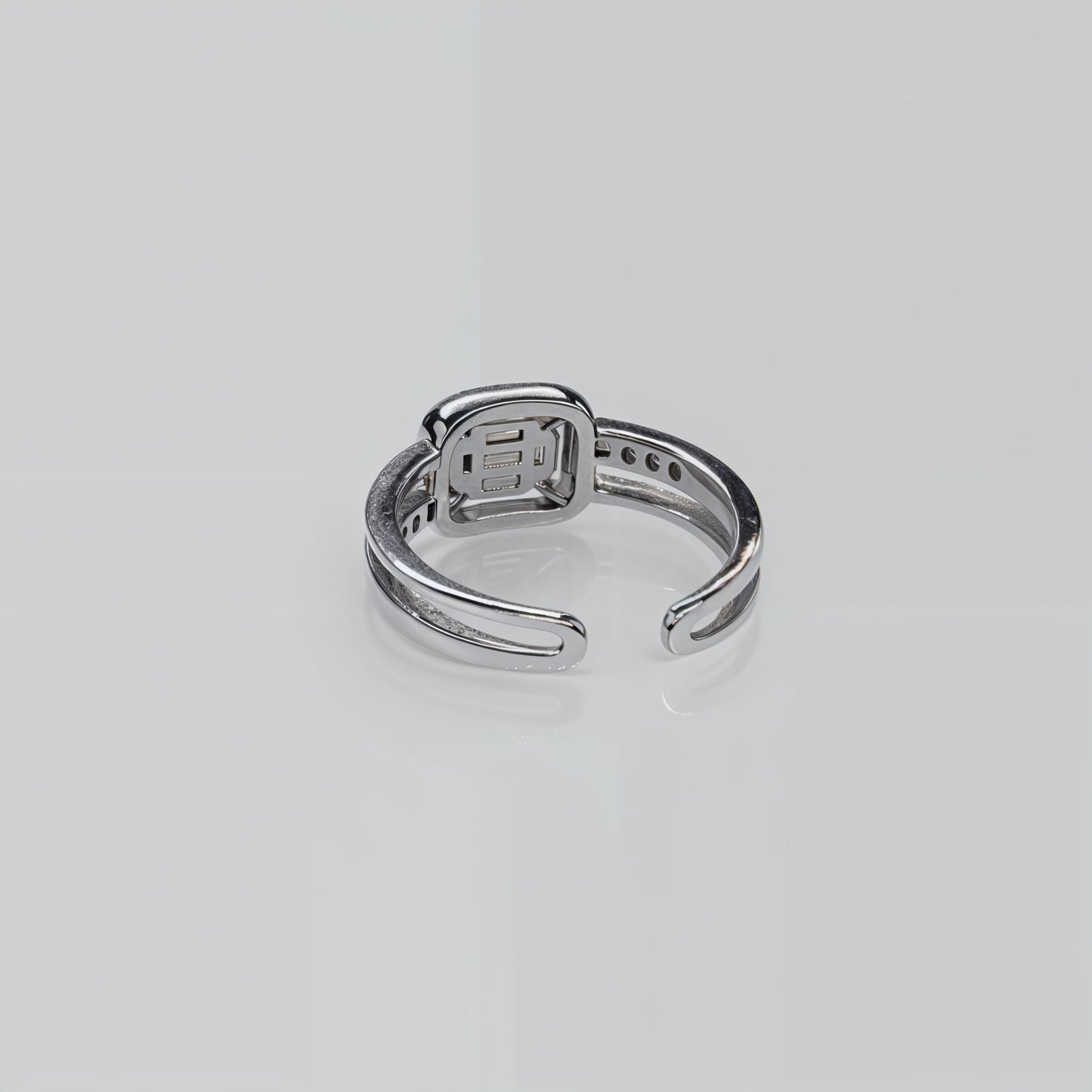 “Imperial Cushion Halo Adjustable Ring – Italian 92.5 Silver Brilliance”