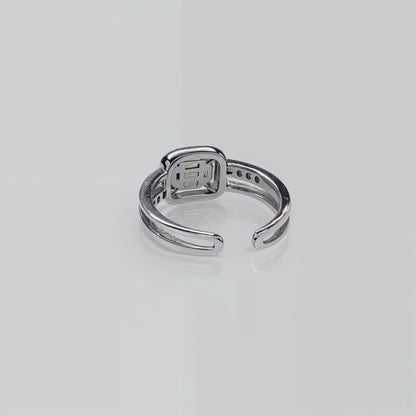 “Imperial Cushion Halo Adjustable Ring – Italian 92.5 Silver Brilliance”